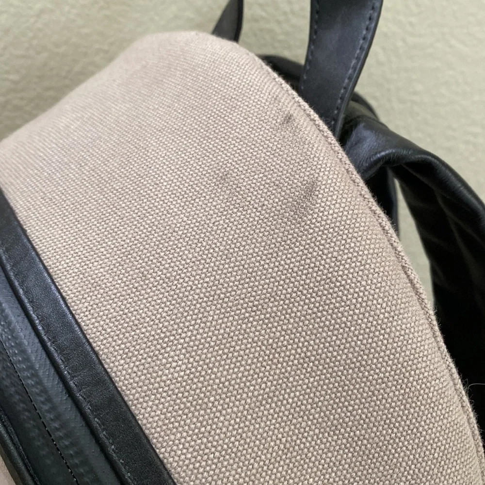 URI Minkoff Deep Tan Men’s Canvas and Leather Backpack - Picture 12 of 12